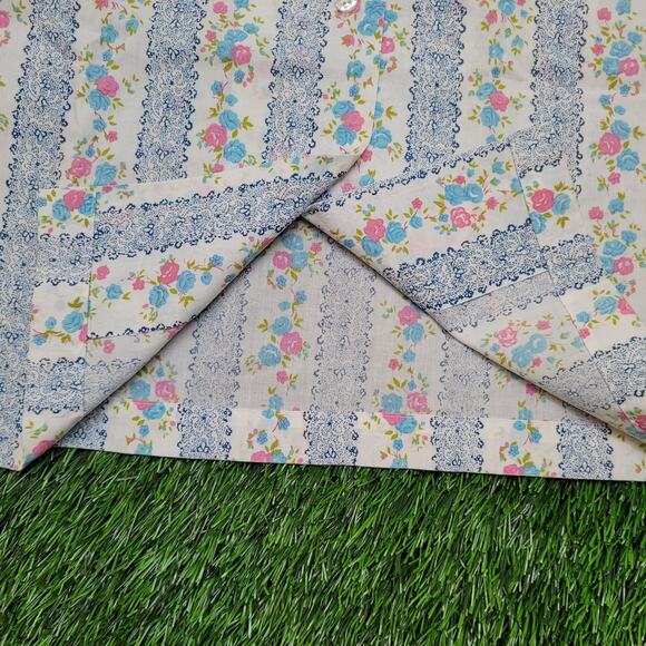 Vintage 70s Dagger Collar Floral Blouse Womens Medium Cottagecore Disco - Picture 3 of 10